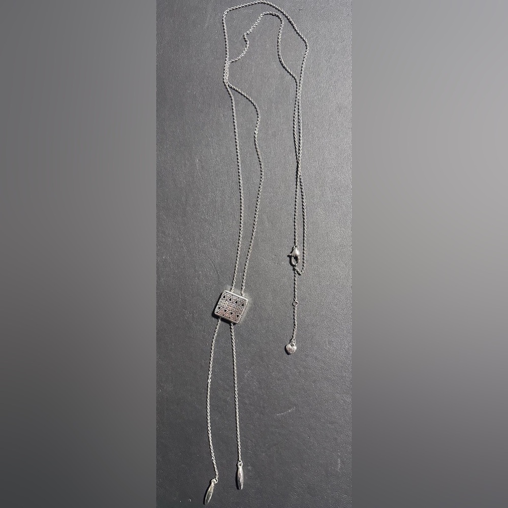 Brighton Africa Stories Etched Lariat Necklace Reversible Adjustable